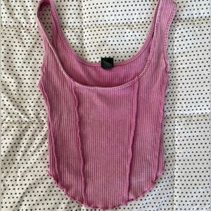 Pink ribbed tank top